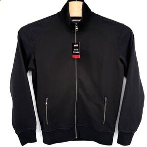 Kirkland Mens Solid Black Full Zip Long Sleeve Sweatshirt M Pockets NWT